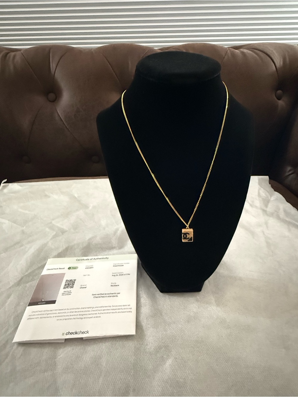 Chanel Cambon Enamel Square Pendant Necklace
